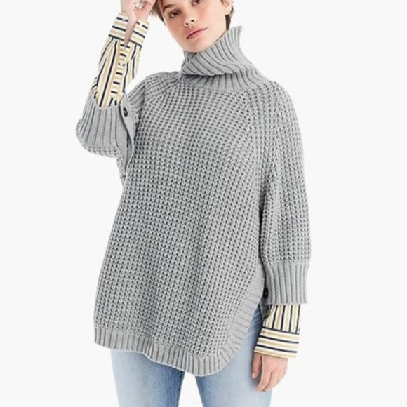 J.Crew XS / S Poncho Gray Knit Turtleneck Sweater - Picture 1 of 13